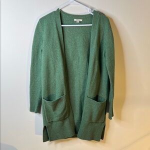 🔴 Green Open Front Cardigan Sweater With Front Pockets - One Size